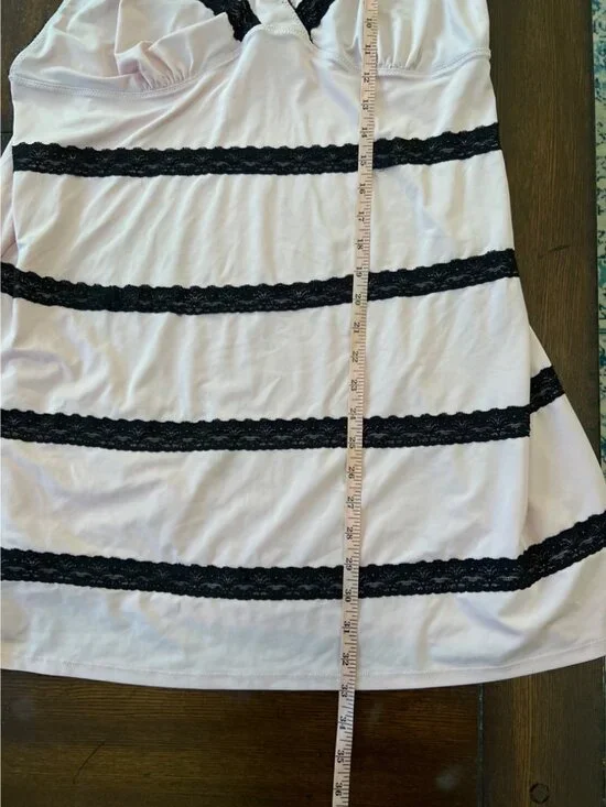 Avenue Body Pink Black Lace Striped Stretch Chemise Ballletcore Nightgown  22/24 - Picture 7 of 7